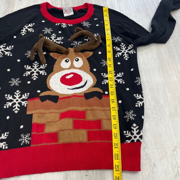 Well Worn Brand Rudolph Reindeer Ugly Sweater Holiday Christmas Knit Sweater XL - Picture 8 of 8